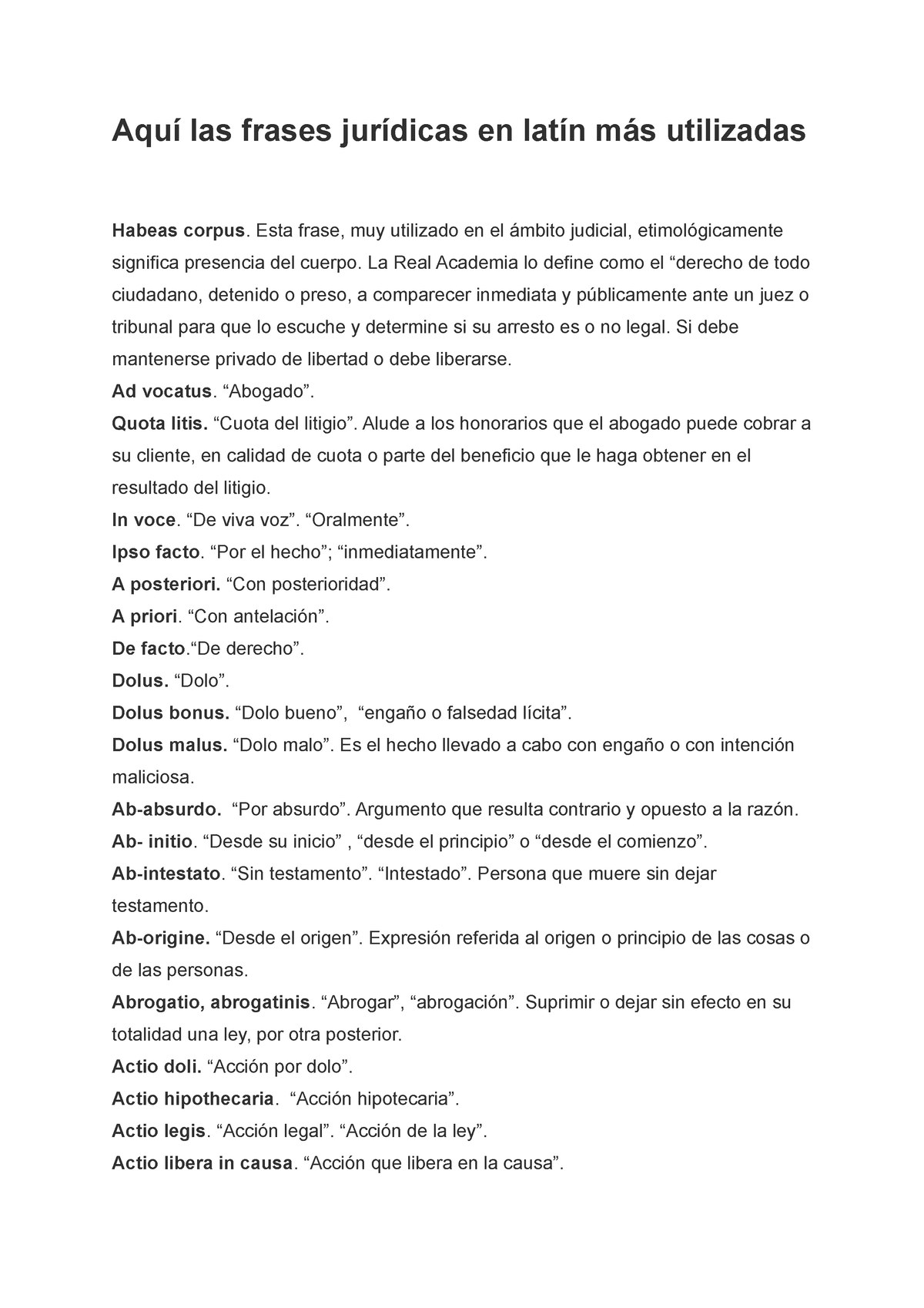 Frases utilizadas en contratos y acuerdos legales